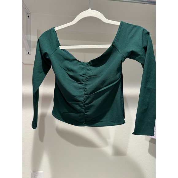 Abercrombie & Fitch Long-Sleeve Cinched Front Off-the-Shoulder Crop Size XS - Picture 6 of 6